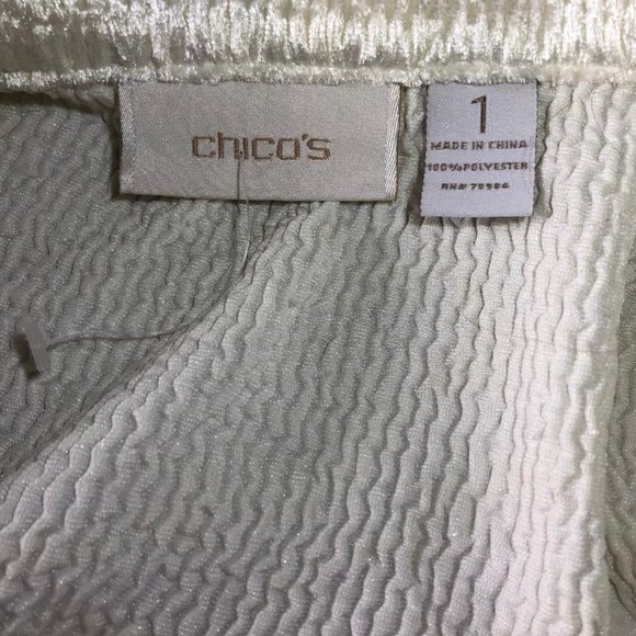 Chico's, Cream, soft, shimmery, chenille-like, textured jacket, Chico's Size 1 - Picture 3 of 7